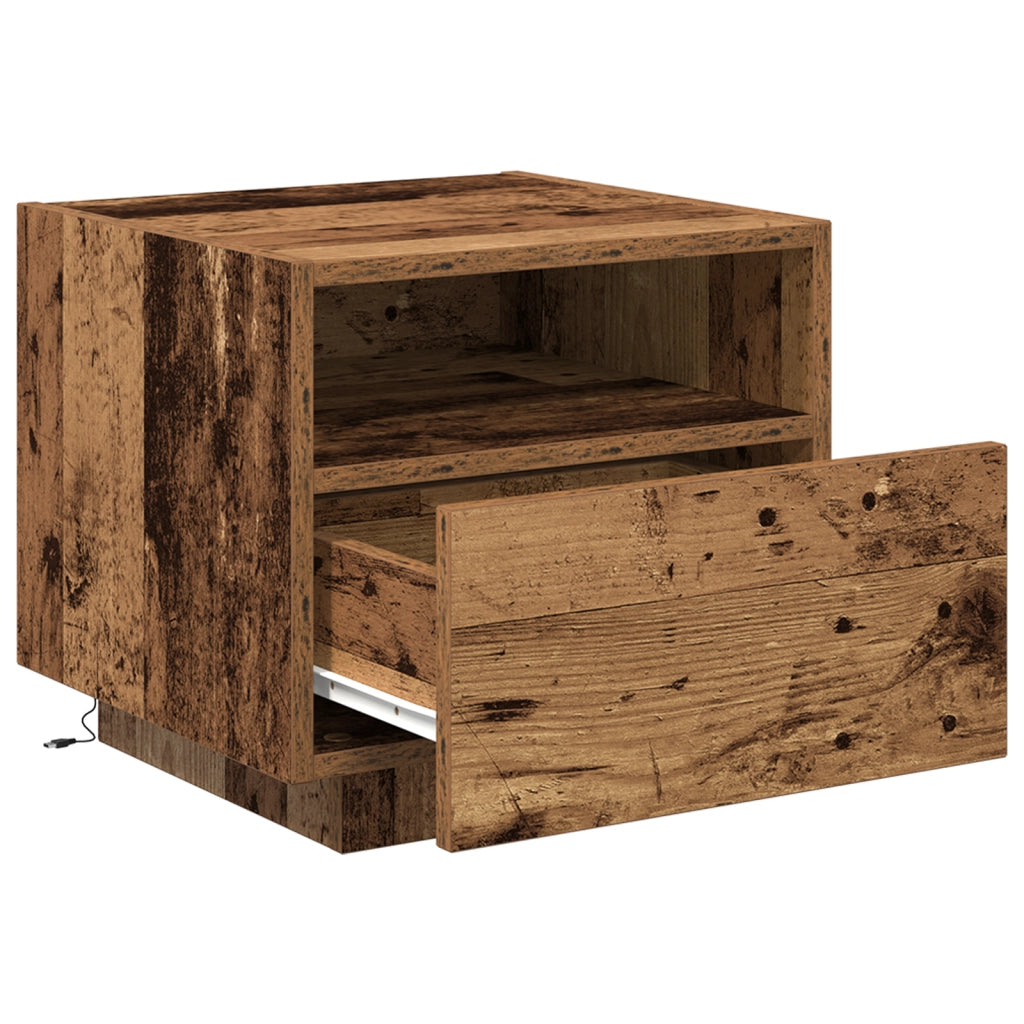 Comodini con Luci LED 2 pcs Legno Vecchio 40x39x37 cm