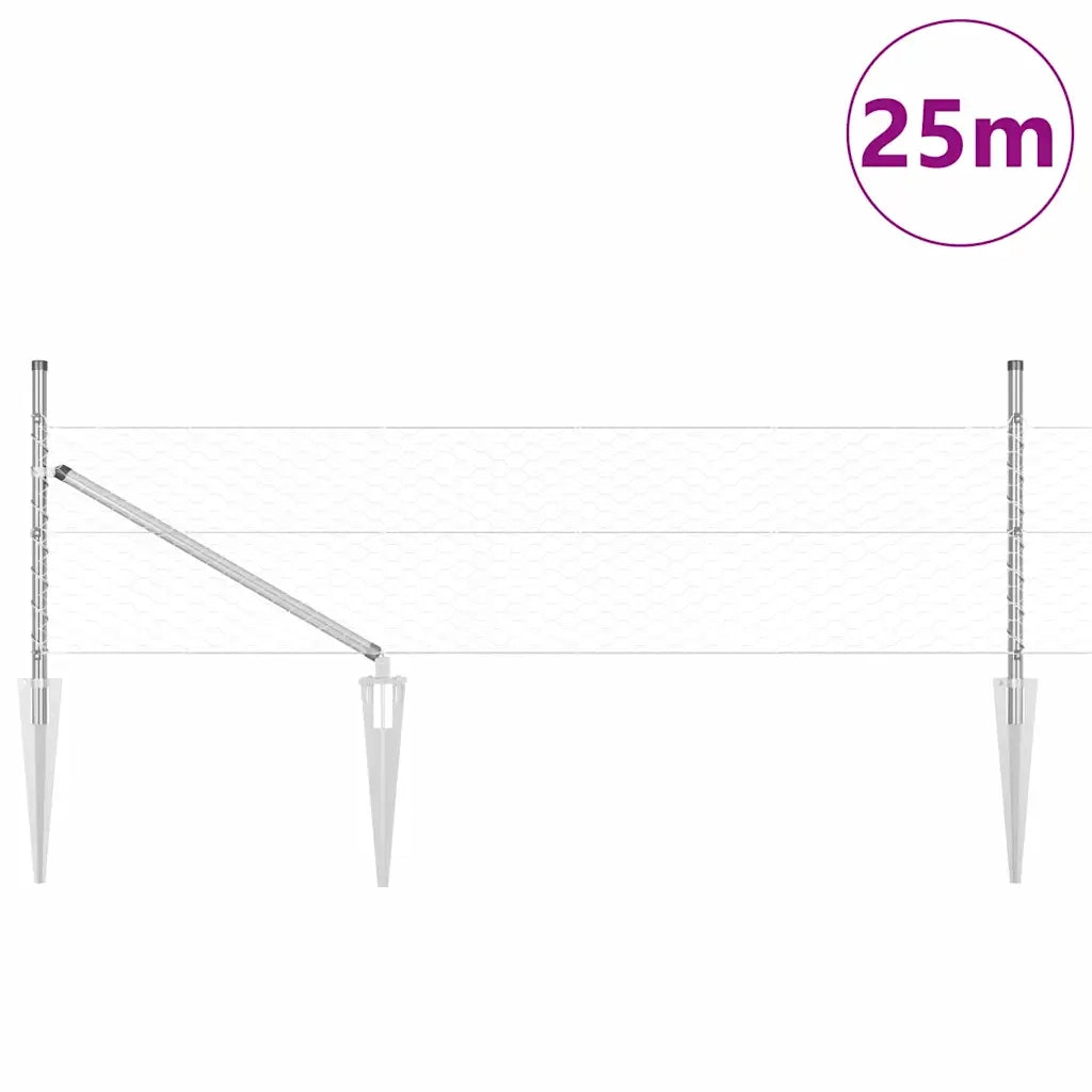 Palo della recinzione Argento 25 x 0,8 m (maglia da 36 mm)