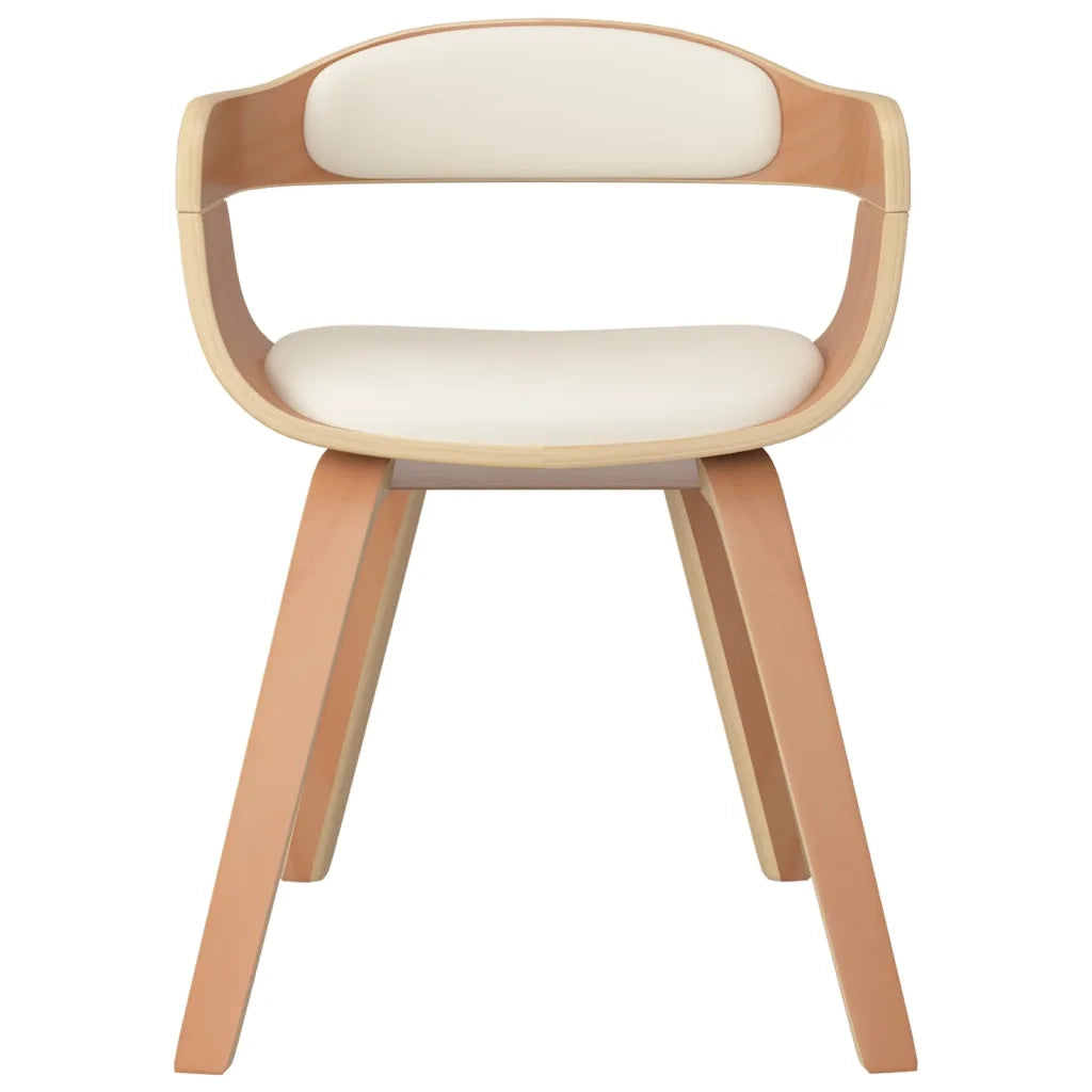 Sedie da Pranzo 4 pz Crema in Legno Curvato e Similpelle cod mxl 28159