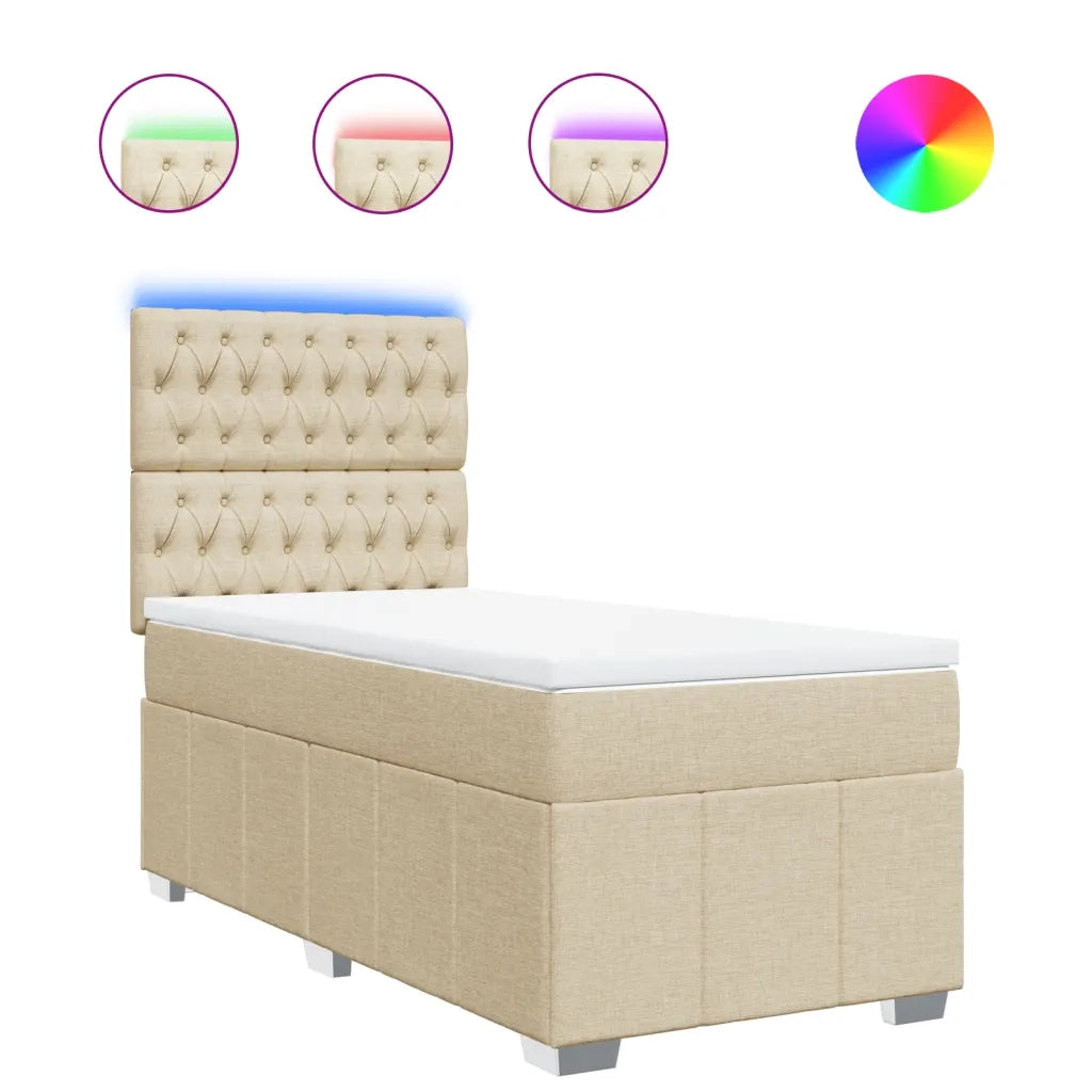 vidaXL Giroletto a Molle con Materasso Crema 100x200 cm in Tessuto