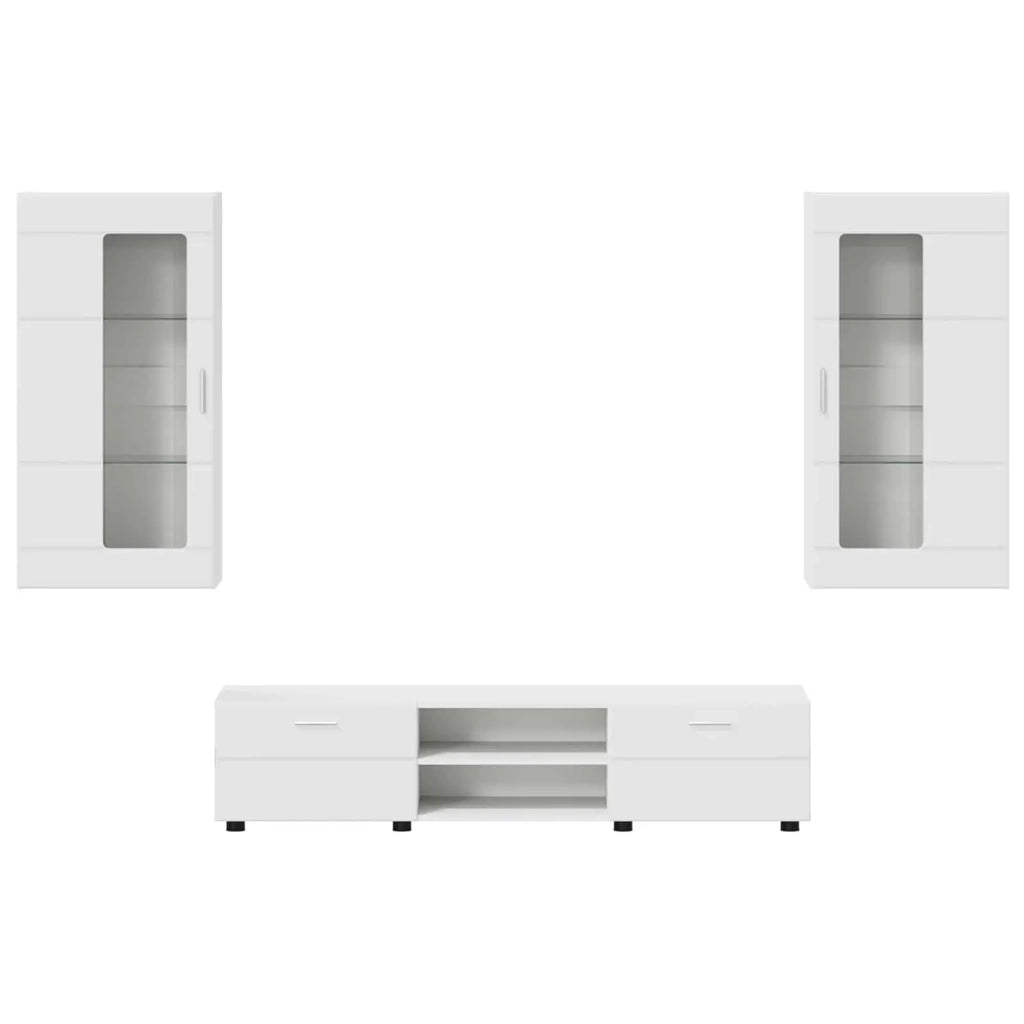 Set mobile TV con porta FLORIN 3 pcs Bianco Legno multistrato 3397924