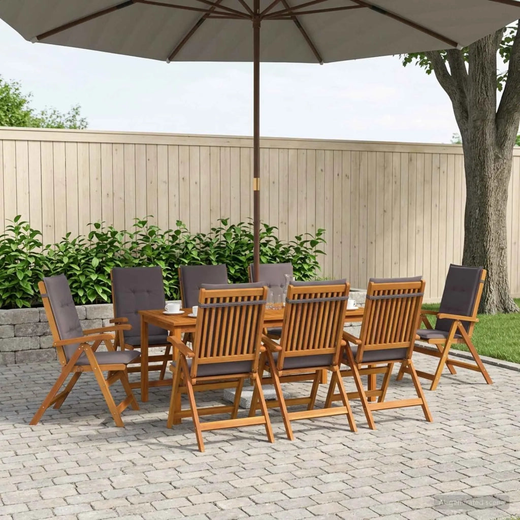 Set da pranzo da giardino da 9 pezzi 9 pz Naturale 3434627