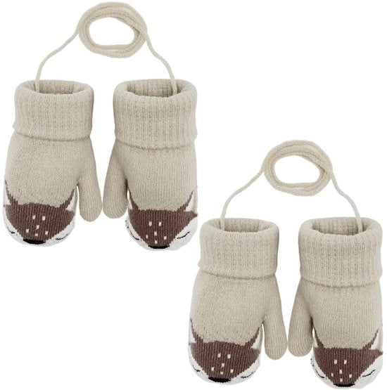 Calzini per bambini in lana, 2 pezzi, con pelliccia di fleece, guanti adorabili per bambini, per bambini maschi e femmine, con cerniera per appendere al collo.