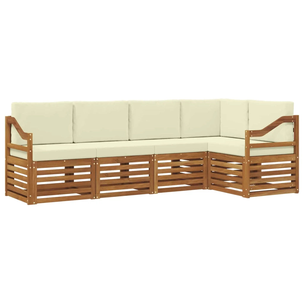 Set divano sezionale con cuscino 5 pcs Naturale e Crema 3374825