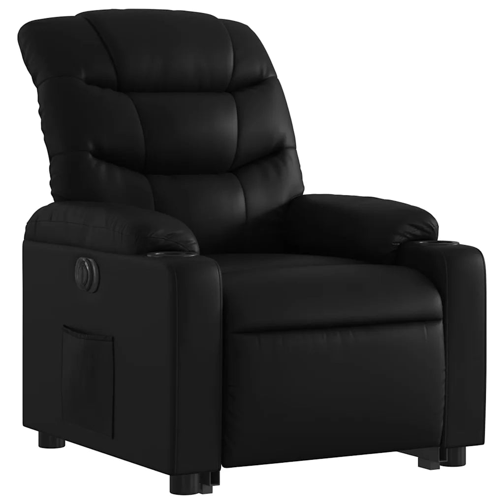Poltrona Alzapersona Reclinabile Elettrica Nera in Similpelle 3206613