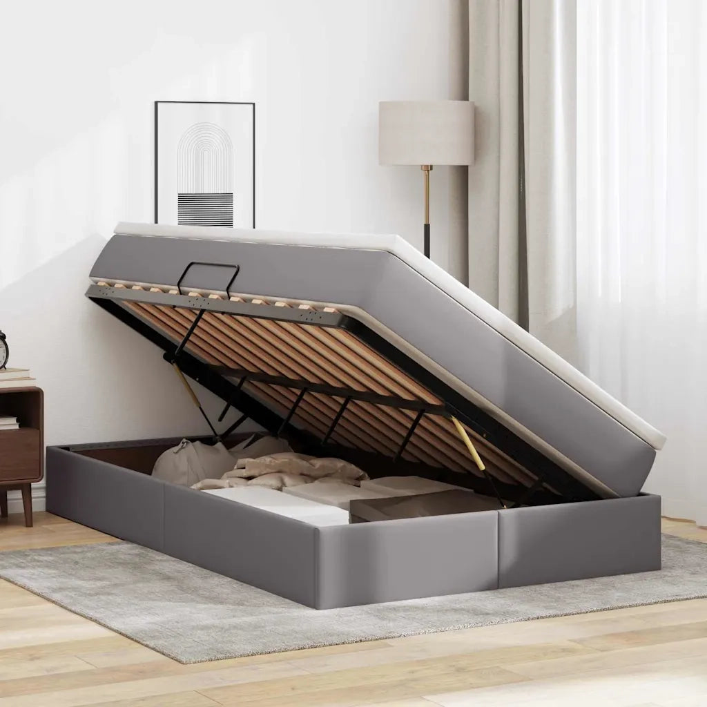 Letto con contenitore e materasso Grigio 120 x 200 cm