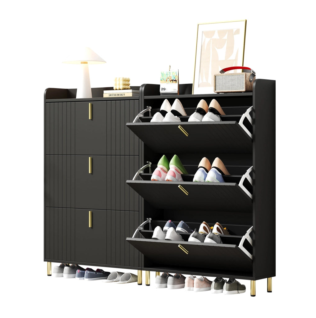 Set di 2 scarpiere nere in MDF 80×23×123,5 cm
