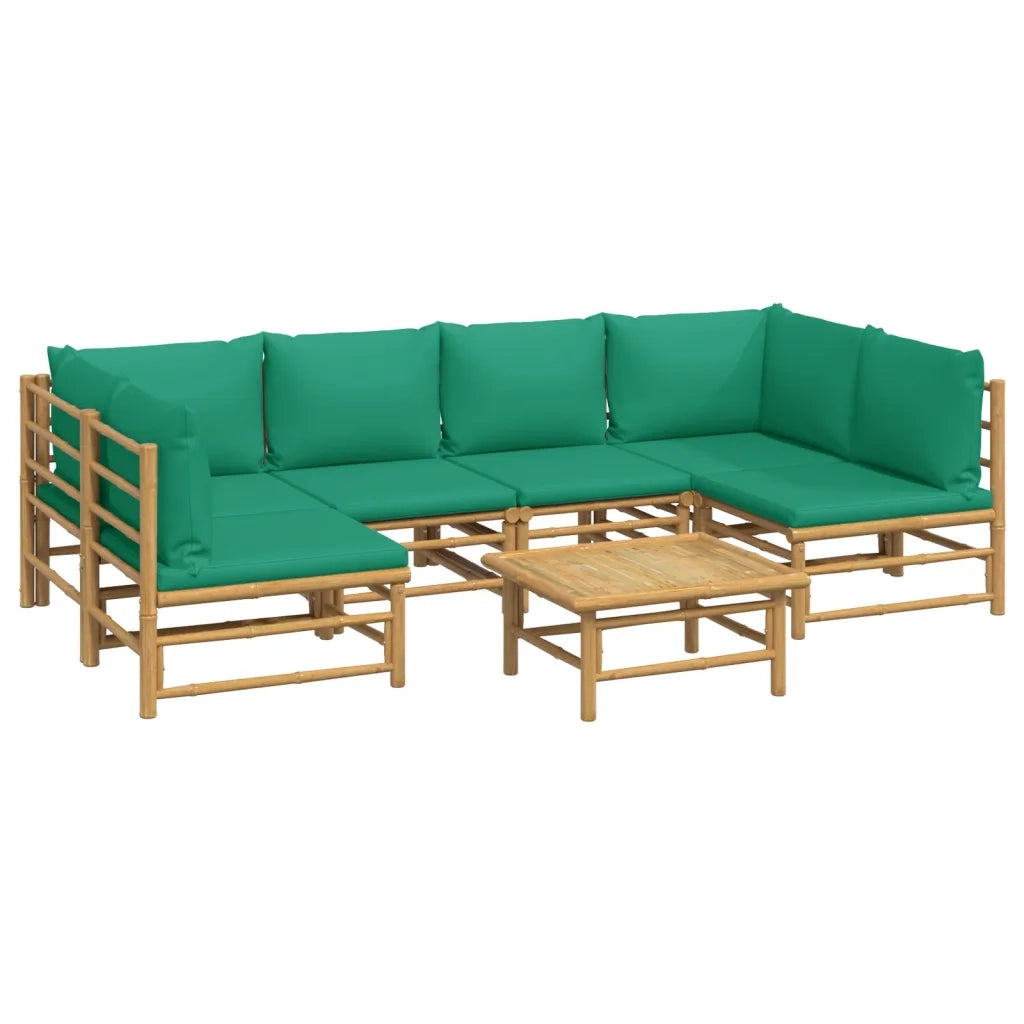 Set Salotto da Giardino 7pz con Cuscini Verdi Bambù 3155166