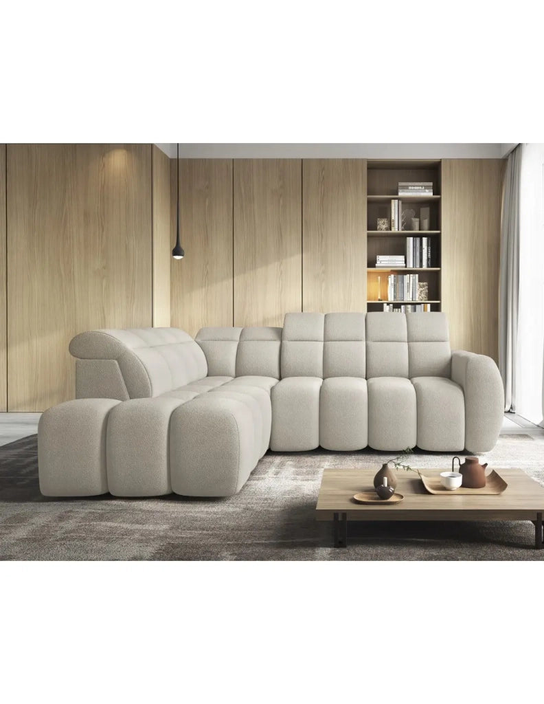 Divano angolare elettrico RONDA 4 posti beige – angolo sinistro