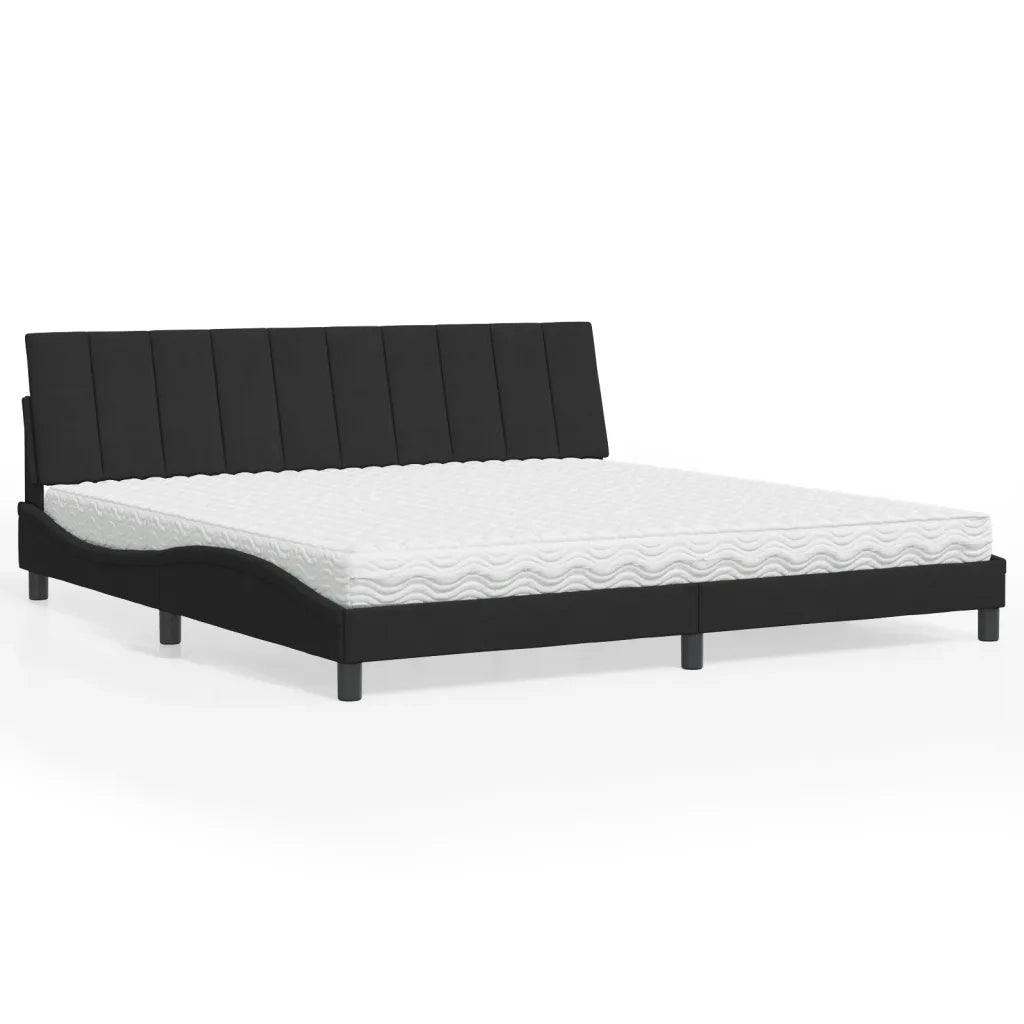 Letto con Materasso Nero 200x200 cm in Velluto