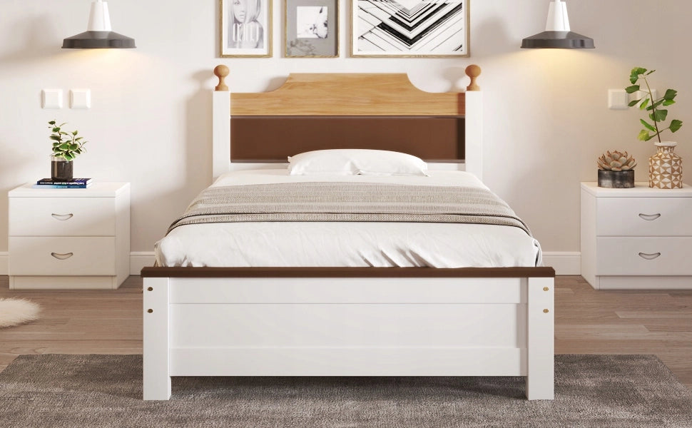 Letto singolo in legno di pino - Xylo - 90x200 cm - Bianco