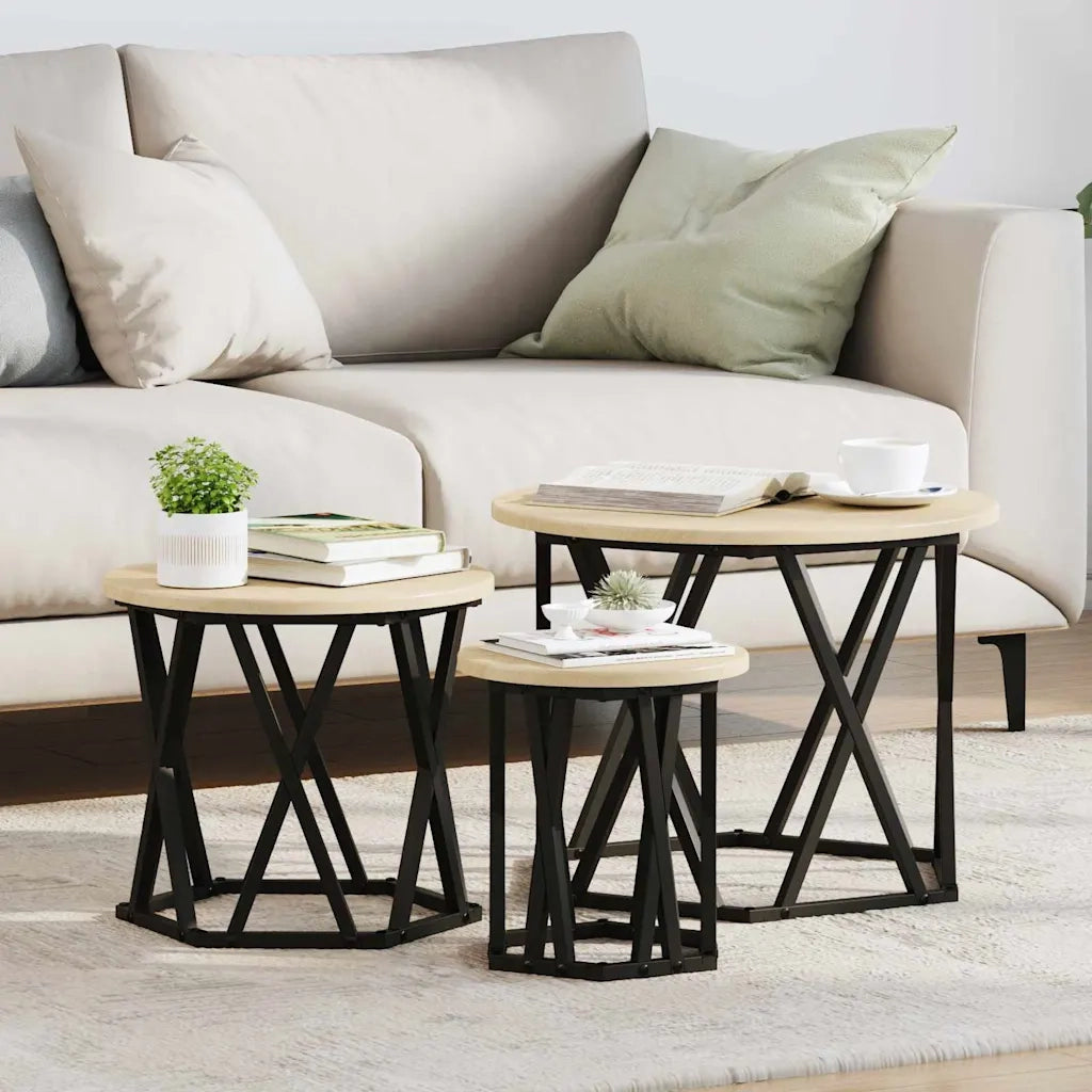 Tavolo laterale | Tavolino Nesting 3 pz Rovere Sonoma