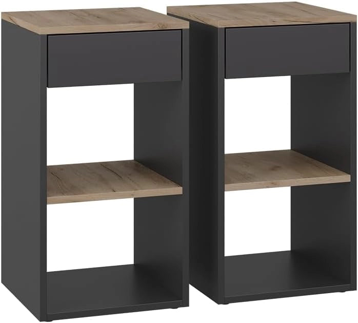 Comodino Dany, Antracite, Set di 2