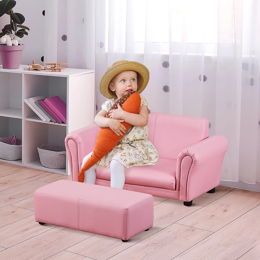 Poltrona per bambini con pouf ¨C zephmum ¨C rosa 83x42x41 cm