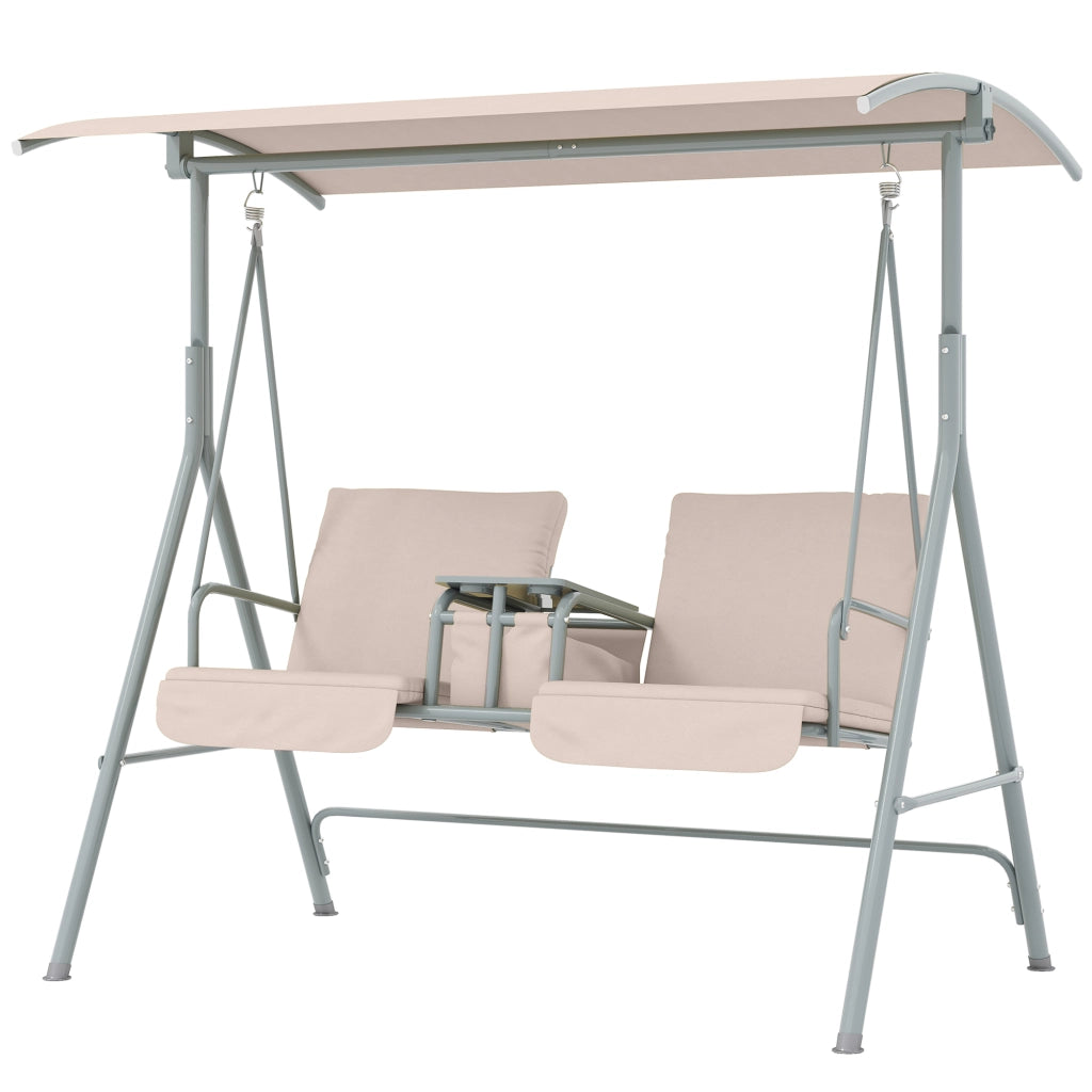 Altalena da giardino 2 posti con tettoia ¨C zephmum ¨C beige 175x112x158 cm
