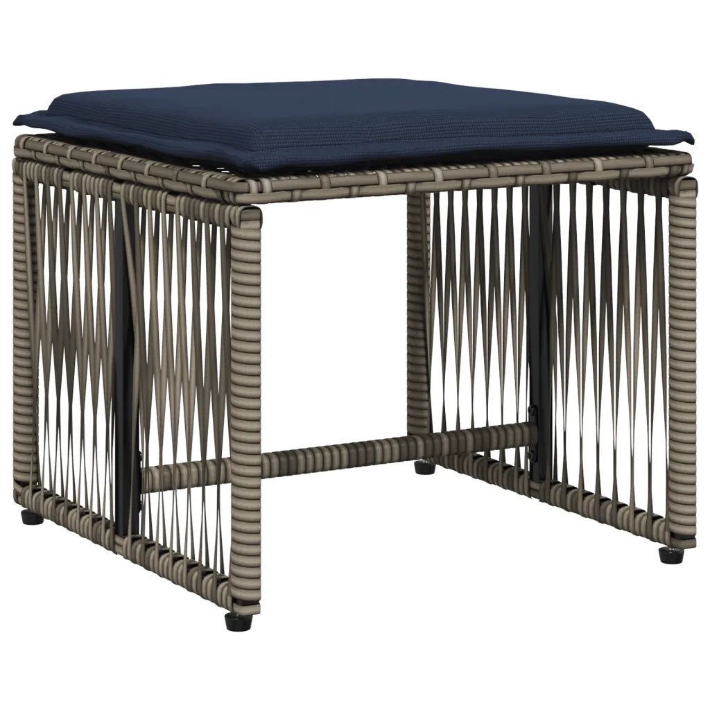 Set da pranzo da giardino da 7 pz con Cuscini in Polyrattan Grigio 369016
