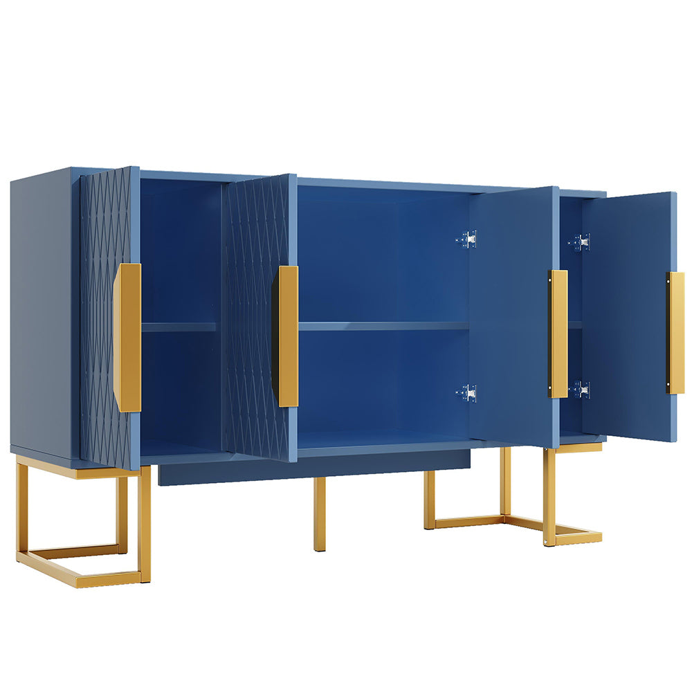 Armadio di servizio moderno blu/nero - Xylo - 140x40x80 cm - 4 porte, 2 ripiani regolabili