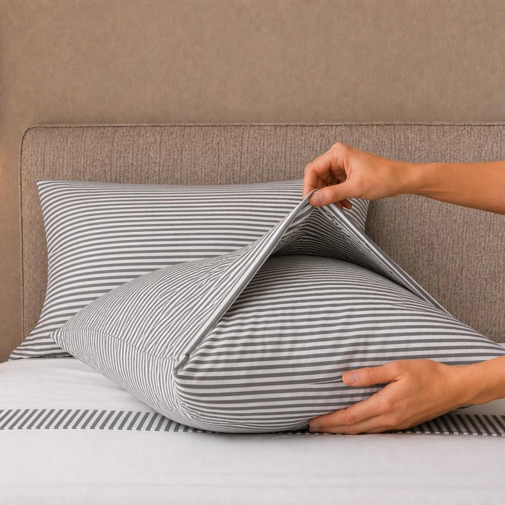 Set Lenzuola Letto Una Piazza e Mezza in Puro Cotone | Completo Letto 1 Piazza e Mezza | Lenzuolo con angoli, Lenzuolo Piano e 1 Federa | Lenzuola in Cotone con Balza a Righe Grigio