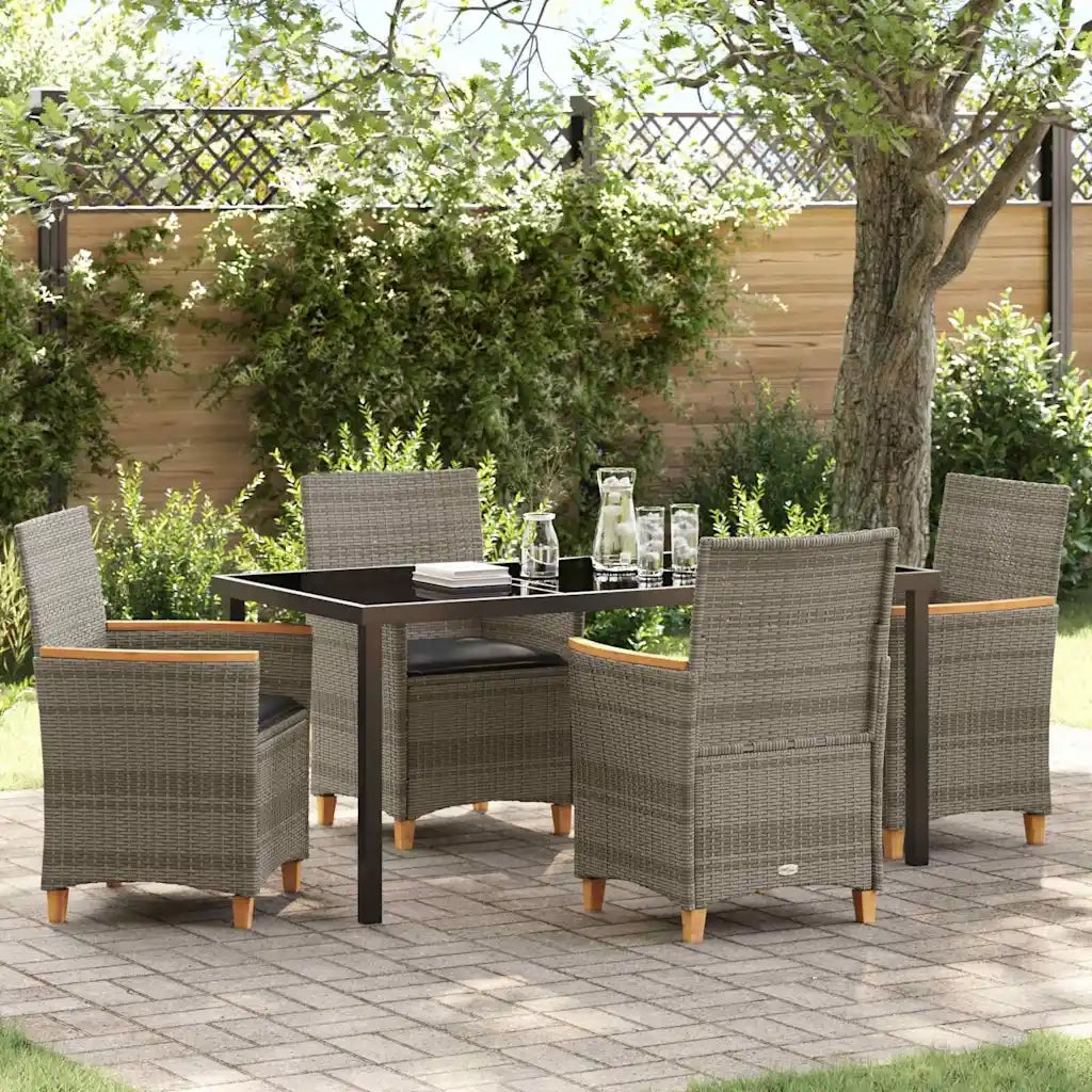 Set da Pranzo per Giardino 5 pcs Grigio polyrattan 3381096