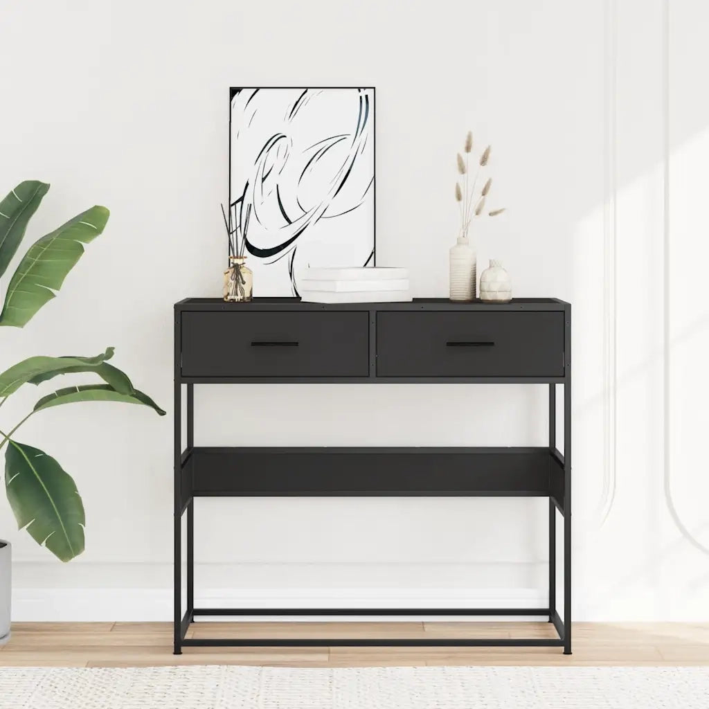 Tavolino Consolle Nero 90x35x80 cm in Legno Multistrato 849174