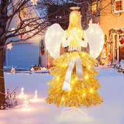 Angelo Natalizio Illuminato da Esterno 157 cm, Angelo 3D con 150 Luci Bianche Calde Pre-Illuminate, Decorazione Natalizia per Giardino, Cortile e Prato