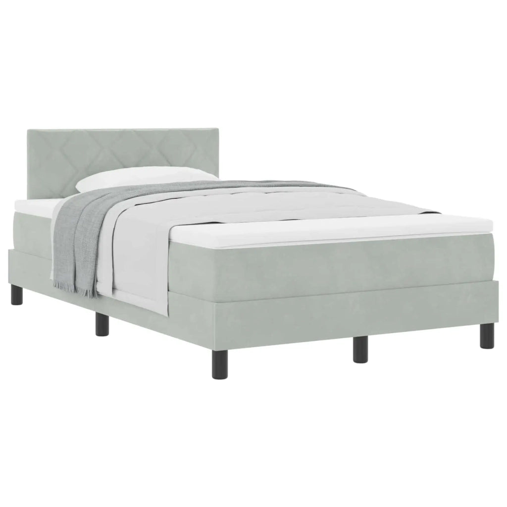Letto a molle con materasso Grigio chiaro 120 x 200 cm Velluto 3339230