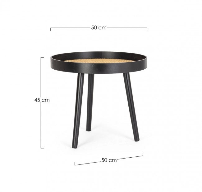 Tavolino Legno Nero Moderno da Interno 50 cm - JOSIE