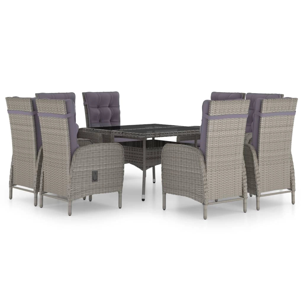 Set da pranzo da esterno da 9 pezzi in resina intrecciata e vetro grigio 02_0014406