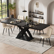 Tavolo allungabile con piano in MDF e struttura in metallo con guide nascoste per cucina soggiorno e balcone nero