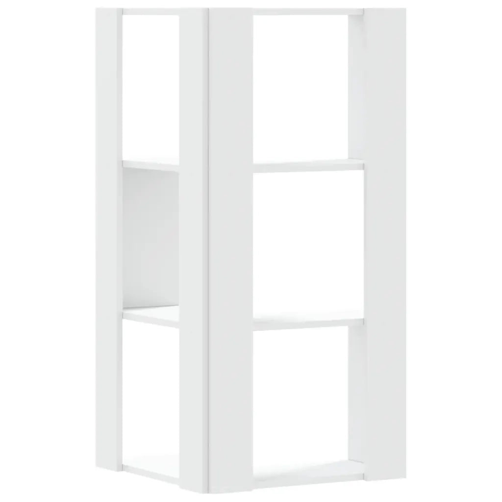 Libreria Angolare 3 Ripiani-Scaffale per Libri-Mobile di Stoccaggio Bianca 50x50x102cm Legno Multistrato