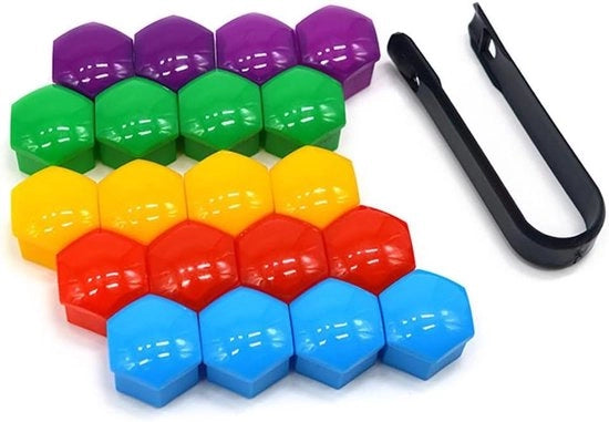 Set di coperture per pneumatici 20 pezzi 17mm per Auto, viti a tappo universali inclusi strumenti di rimozione - Rosso Giallo Blu Verde Viola