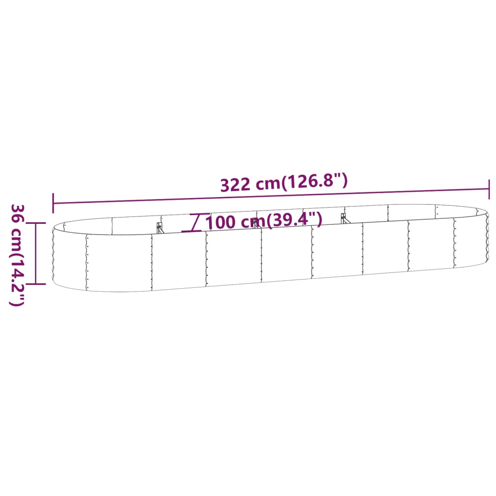 Letto Giardino Acciaio Zincato 322x100x36 cm Marrone 319000