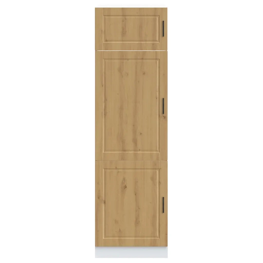 Mobile da cucina Porto con piedini regolabili 60 x 57 x 207 cm ampio spazio contenitivo stile artigianale in legno di rovere 02_0050421