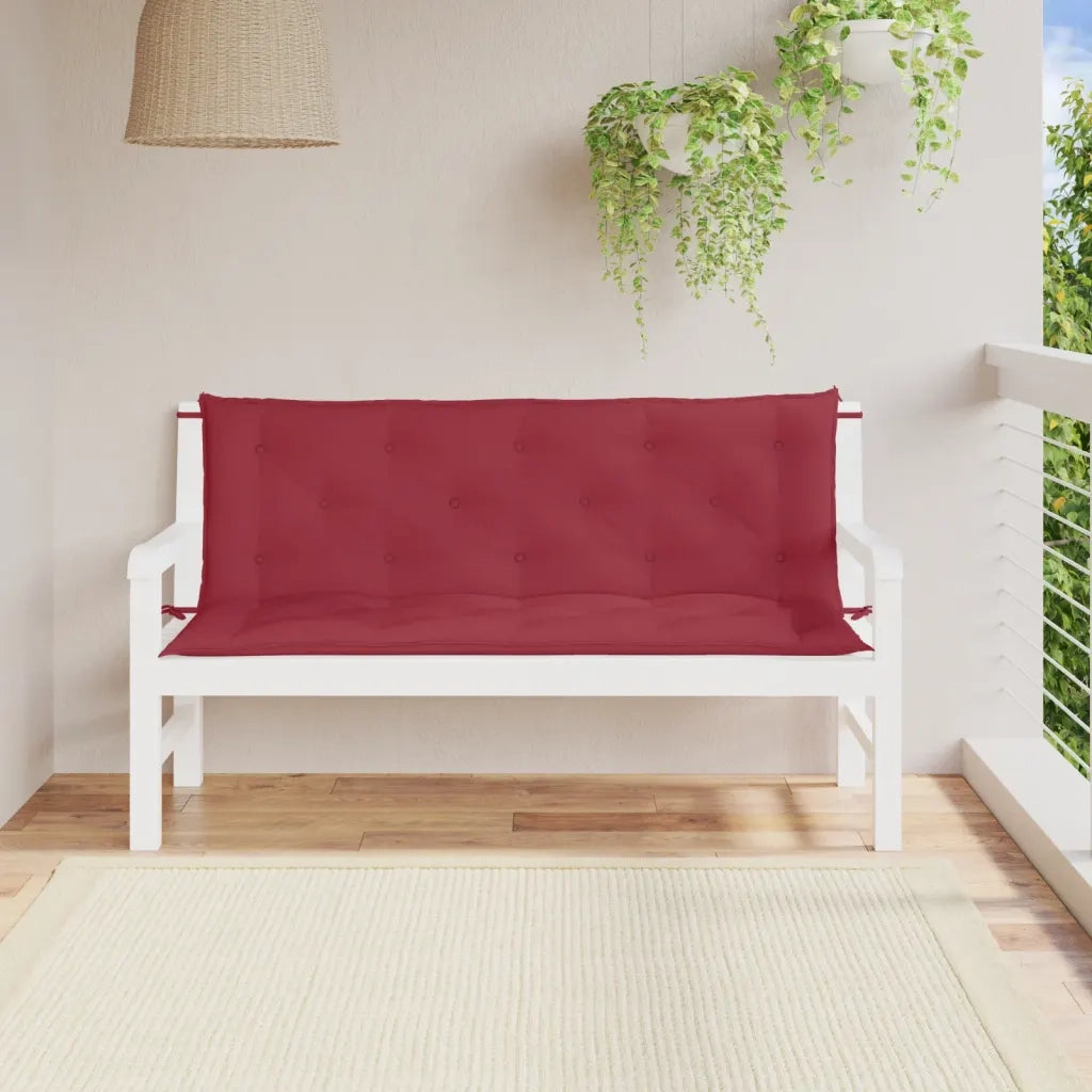 Cuscini per Panca 2 pz-Set di 2 Cuscini per panchina Rosso Vino 150x50x7 cm in Tessuto Oxford