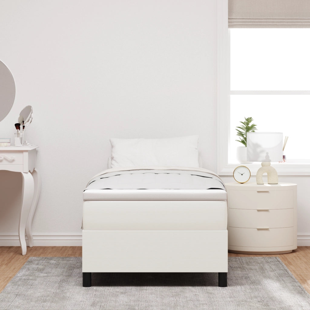 Letto con Box Spring con Materasso Crema 90x200 cm Tessuto in Corduroy