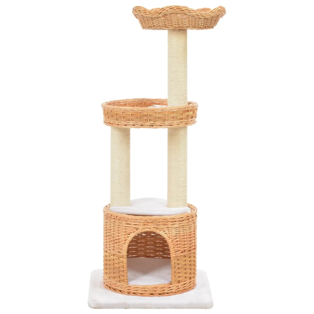 Albero per Gatti con Tiragraffi in Legno di Salice Naturale 170728