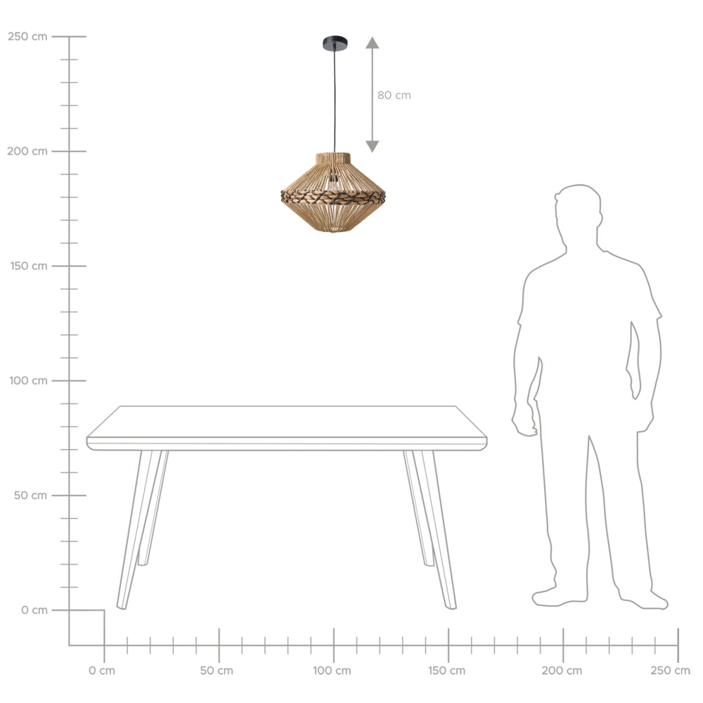 Lampada a sospensione Corda di carta naturale Plafoniera con paralume intrecciato Sala da pranzo Soggiorno Stile Boho