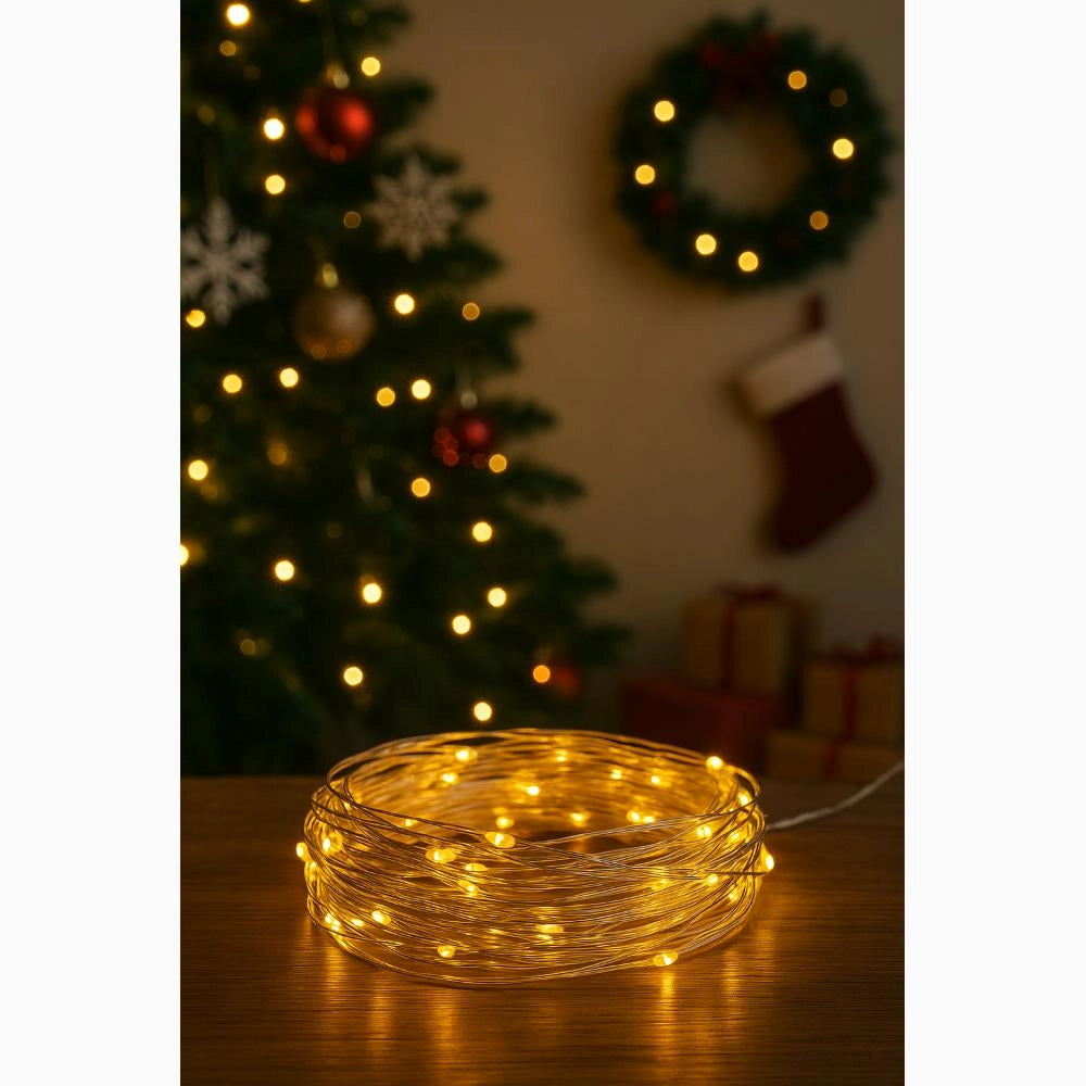 Serie Luci 180 Nano Led Luce Calda da 5 metri a Batteria per Natale Eventi Matrimoni D2877