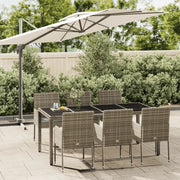 Set da Pranzo da Giardino 7 pz con Cuscini in Polyrattan Grigiocod mxl 100420