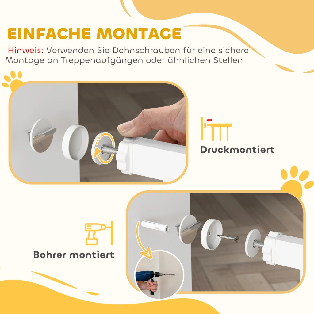 Barriera estensibile a forbice con cancelletto per gatti, doppia chiusura, in plastica bianca 76 × 104 cm