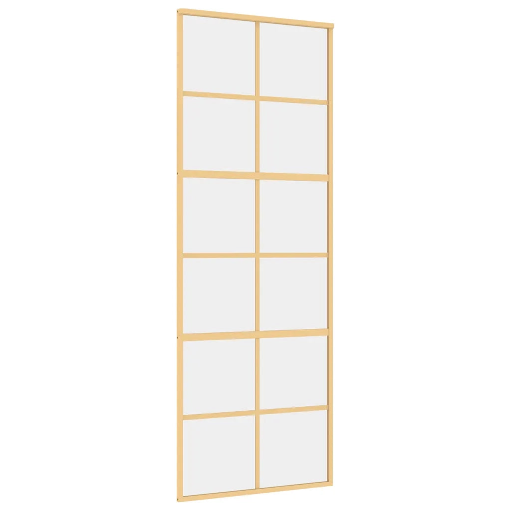 Porta Scorrevole Dorata 76x205 Vetro Trasparente ESG Alluminio 155166