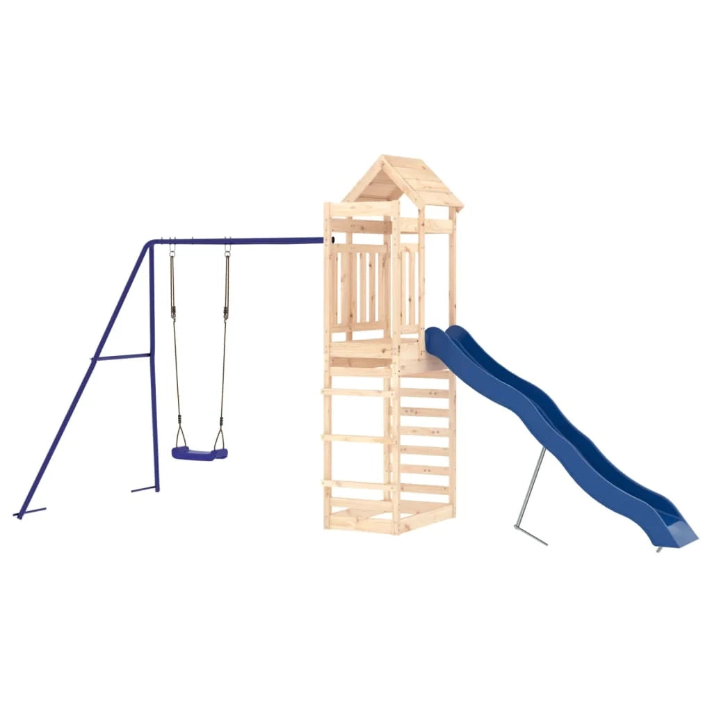 Area giochi all'aperto con altalene scivolo e robuste strutture per arrampicarsi  giochi da giardino 185 x 185 x 186 cm legno di pino massiccio 02_0004924