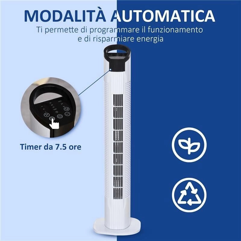 VENTILATORE A COLONNA OSCILLANTE A 3 FUNZION CON TELECOMANDO DA 50 W