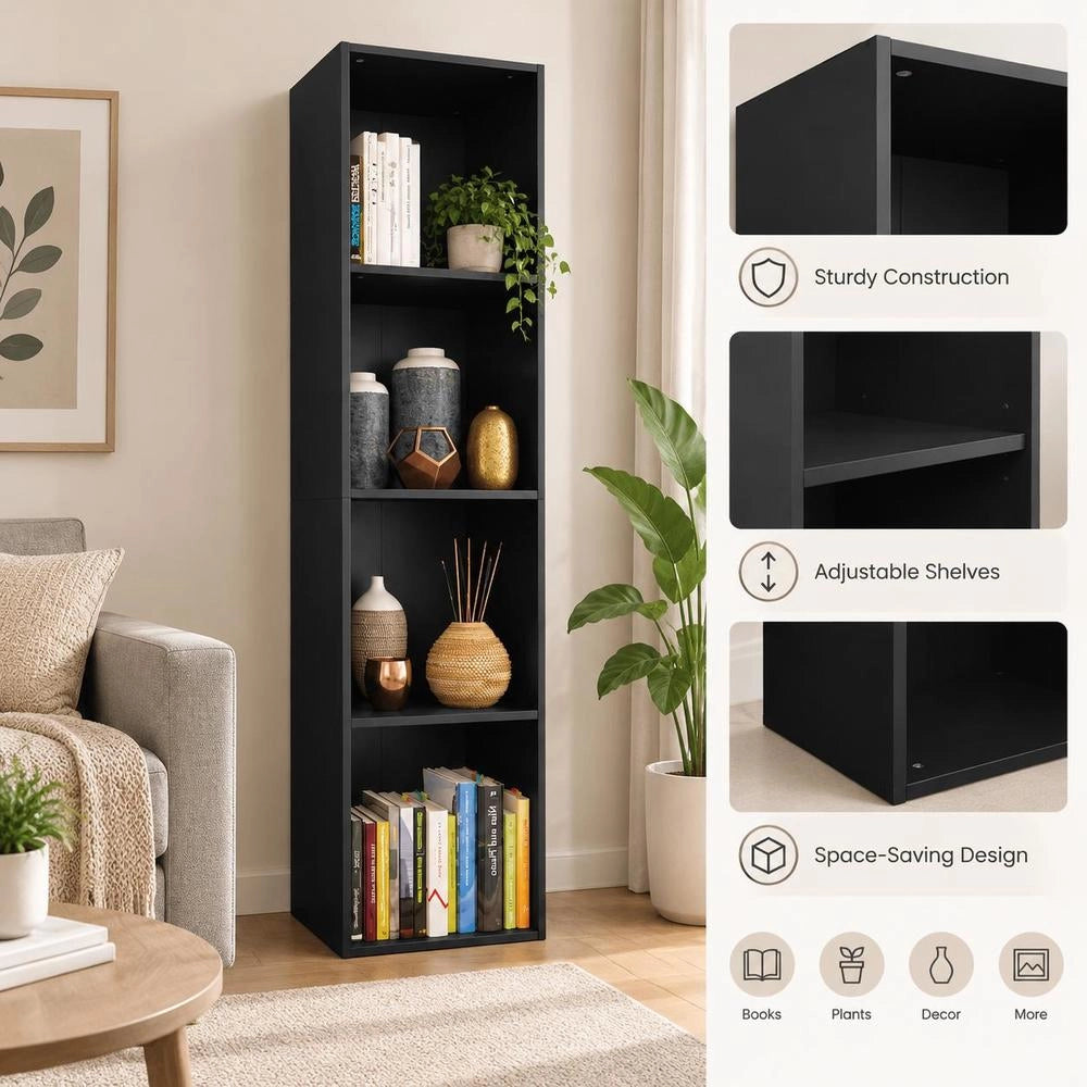 Bookshelf/TV Cabinet, Black, 36x30x143 Cm, Engineered Wood