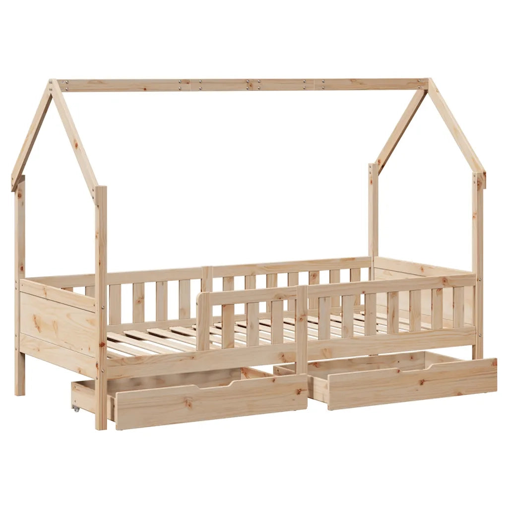 Giroletto per Bambini | Letto Infantile | Lettino con Cassetti 90x190cm Legno Massello Pino