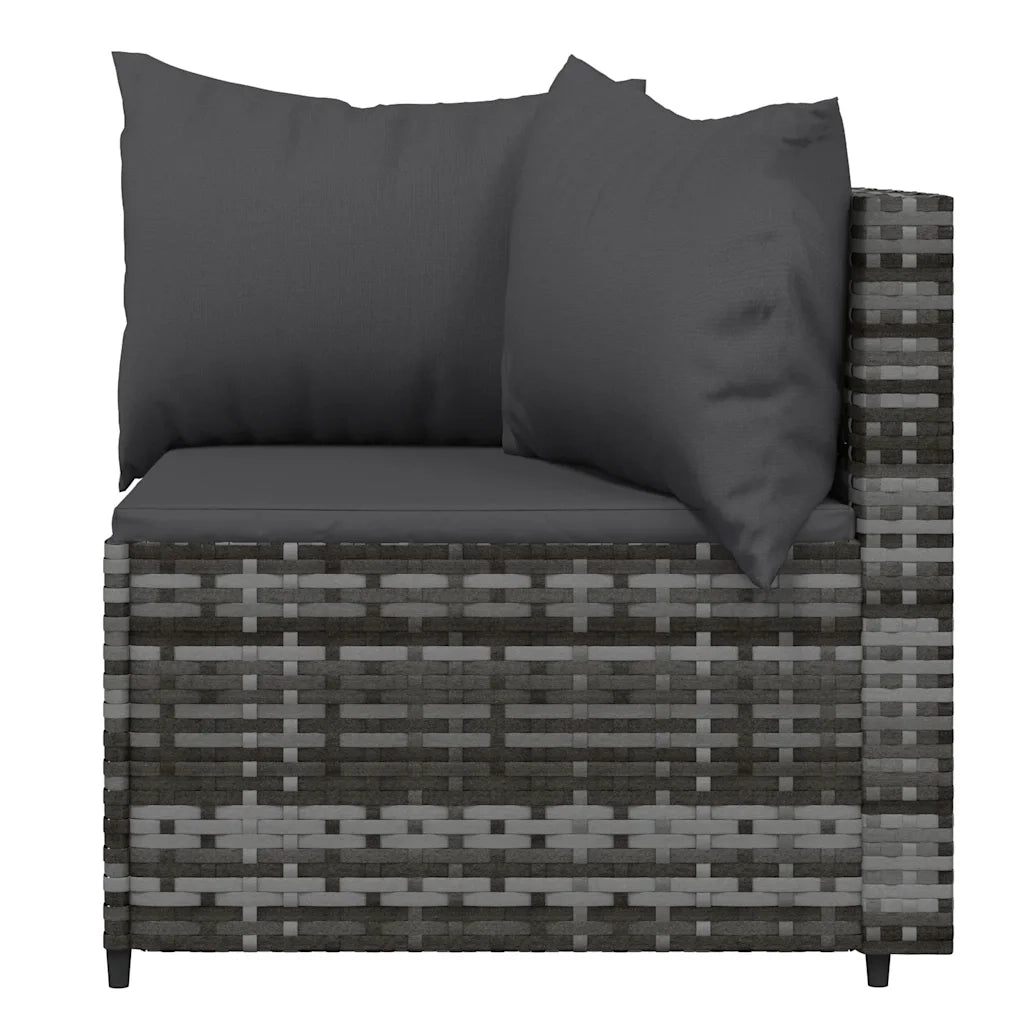 Set Divani da Giardino 3 pz con Cuscini in Polyrattan Grigio 319775