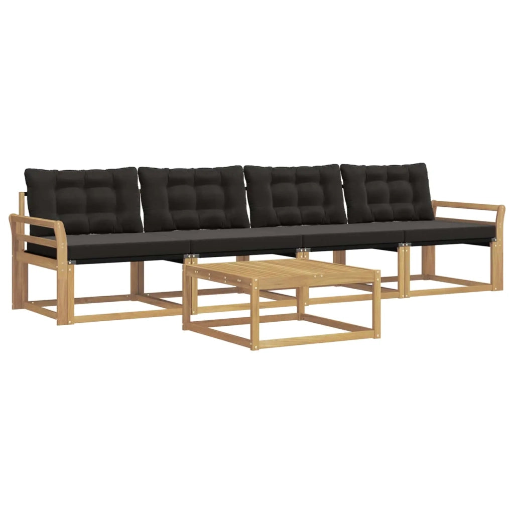 Set di divani da esterno 5 pz Bianco e Nero 3388398