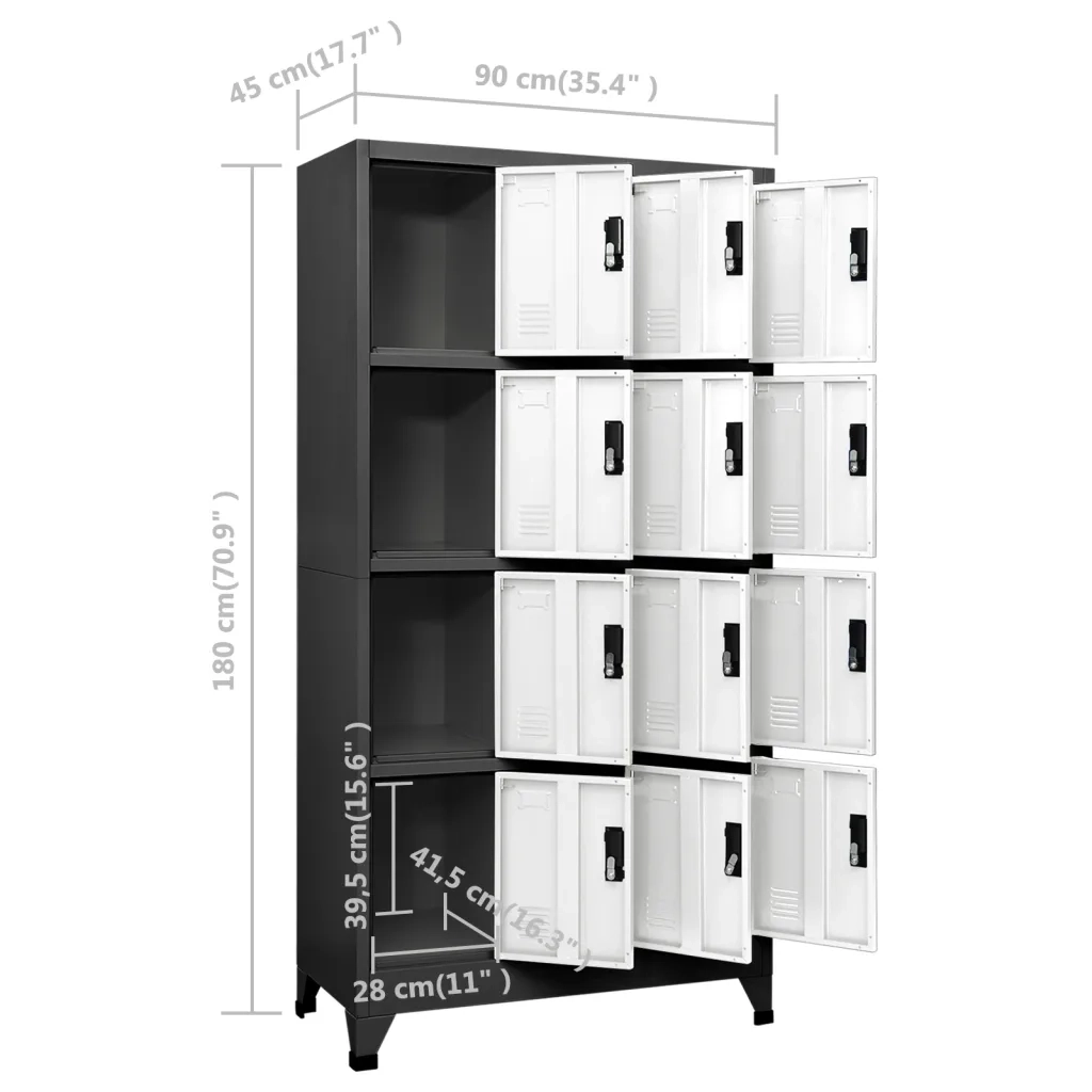 Armadietto da ufficio moderno 90 x 45 x 180 cm vano portaoggetti sicuro in acciaio antracite 02_0047027