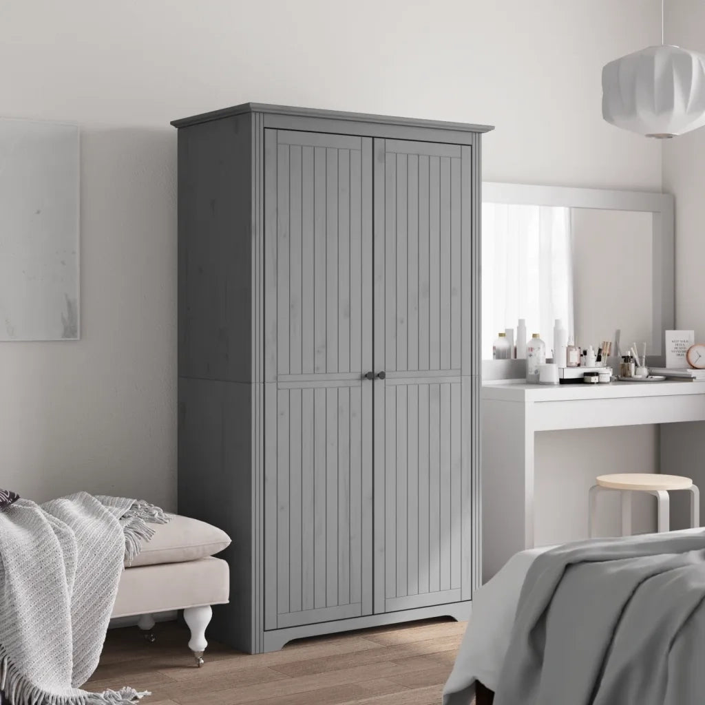 Armadio BODO 99x53,5x173 cm in Legno Massello di Pino Grigio 355061
