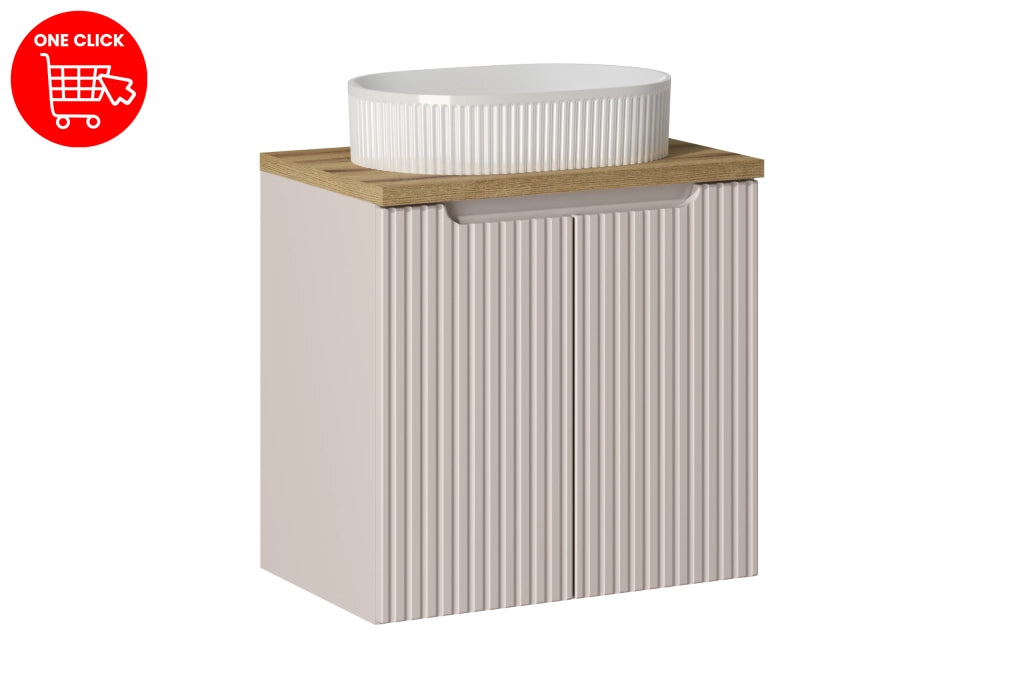 Set mobili bagno 60 cm con piano e lavabo da appoggio Beyond Nova Cashmere 60 x 1401 x 40 cm